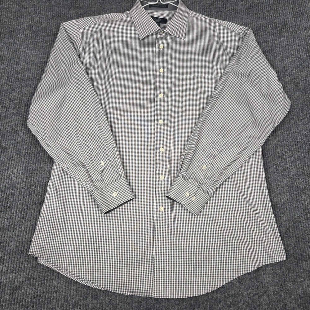 Pronto Uomo Platinum Egyptian Cotton Dress Shirt Black White Check 18 36/37 Tall